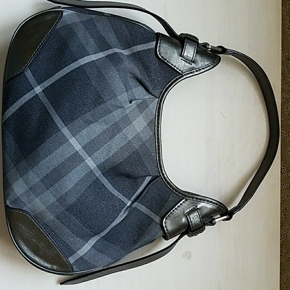 Metallic Grey Check Burberry Hobo - Picture 1 of 4